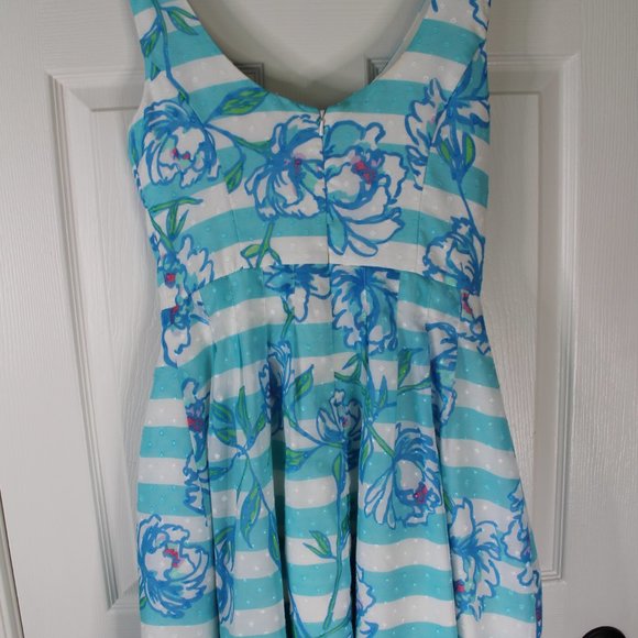 Lily Pulitzer Roswell Shorely Blue Tossing The Line Dress - Picture 3 of 5